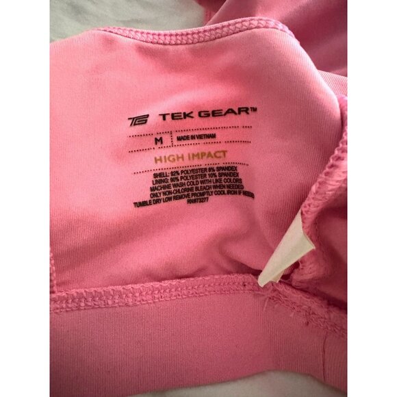 Tek Gear High Impact Sports Bra Pink Racerback Size Medium Preowned Excellent - Picture 2 of 3